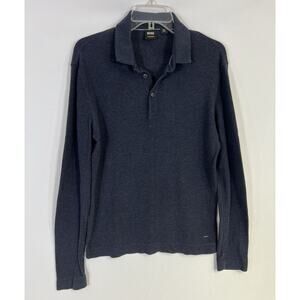 Hugo Boss Men’s Long Sleeve Polo Shirt Blue Medium Slim Fit Casual Preppy Casual